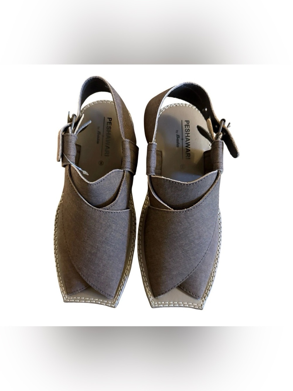 Bata Peshawari Chappal Men’s Size 8 (US 9) Brown Fabric Traditional Sandals